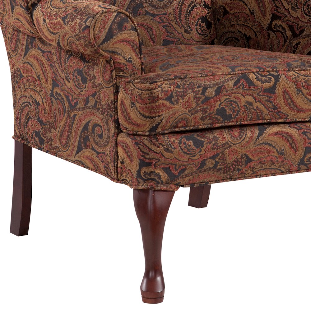 Paisley Cranberry Wing Back Chair. Picture 3
