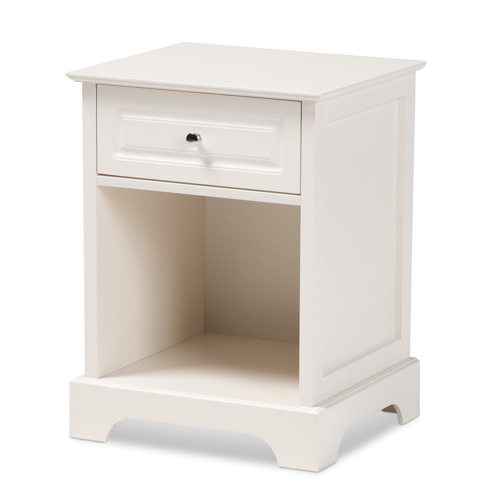Baxton Studio Chase Modern Transitional White Finished 1Drawer Wood Nightstand. Picture 2