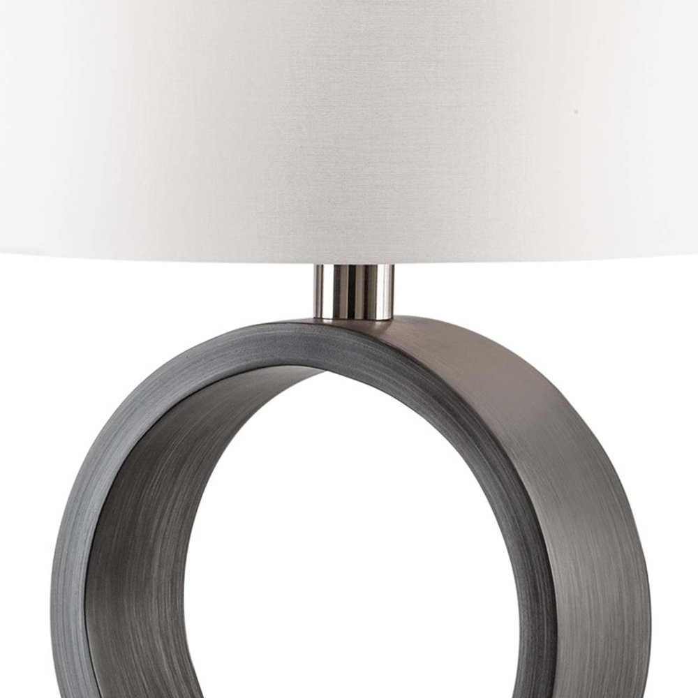 Tracey Ring Table Lamp - 24″, Charcoal Gray, Brushed Nickel, On/Off Switch. Picture 4