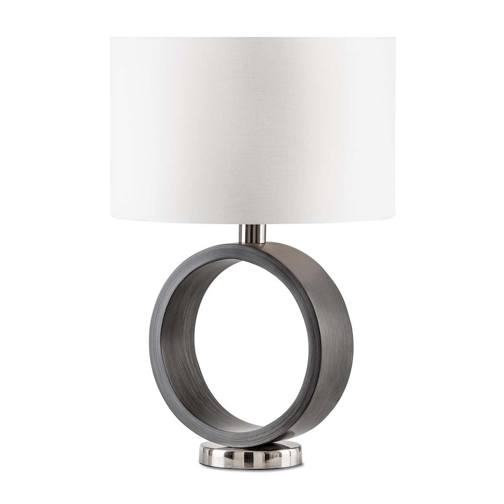 Tracey Ring Table Lamp - 24″, Charcoal Gray, Brushed Nickel, On/Off Switch. Picture 1