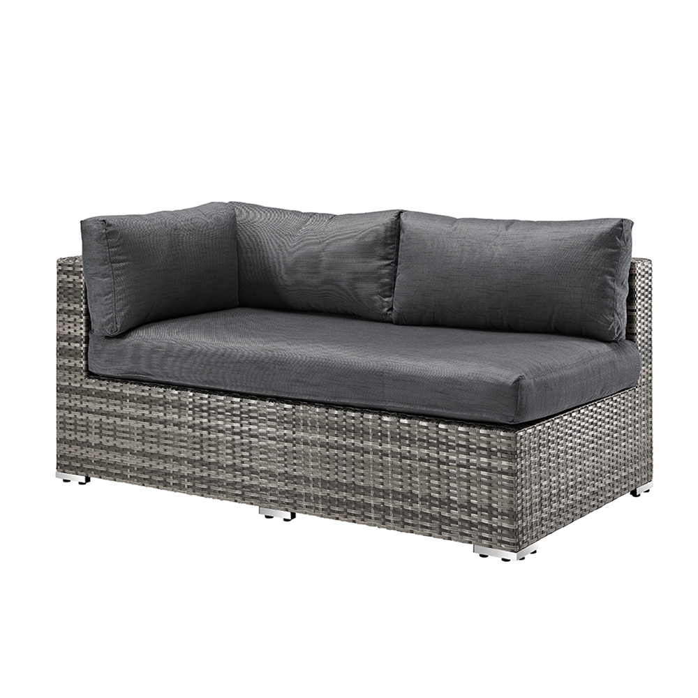 4-Piece Grey Multi-Shade Rattan Sectional with Cushions. Picture 5