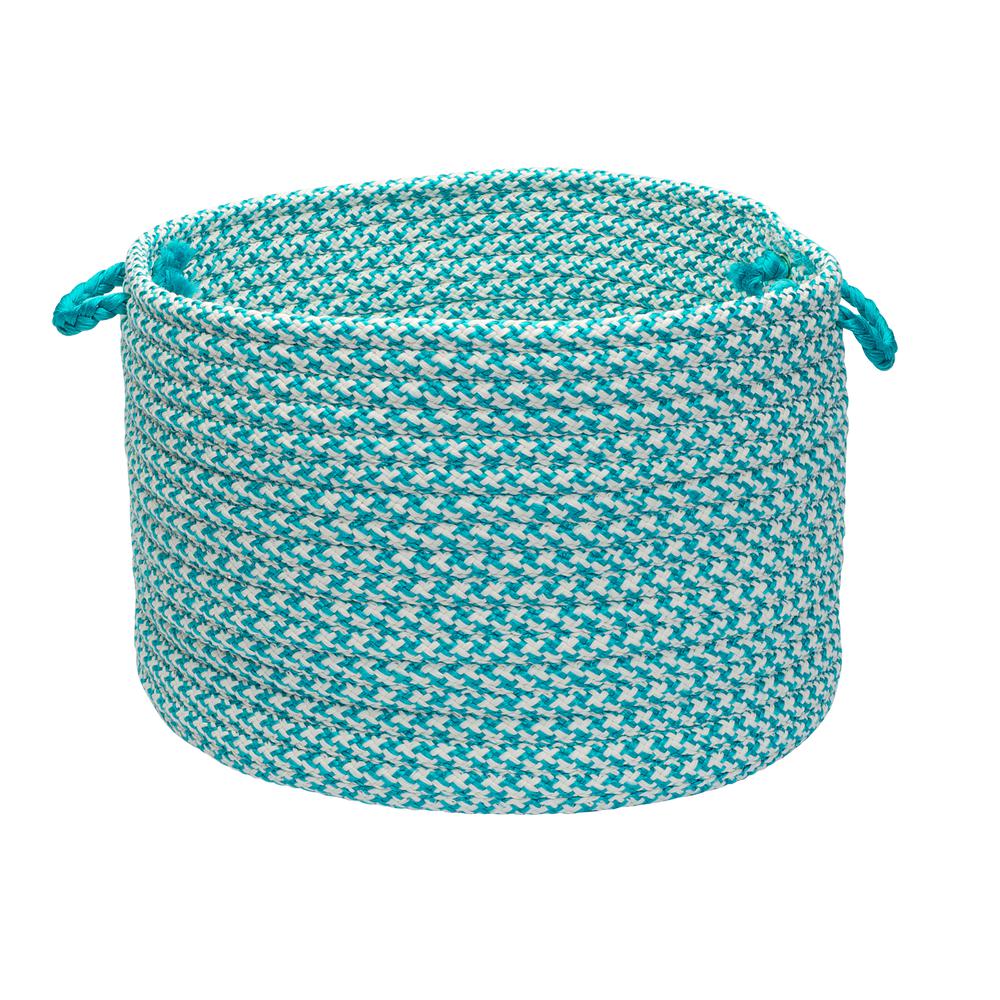 Outdoor Houndstooth Tweed- Turquoise 14"x10" Utility Basket. Picture 2
