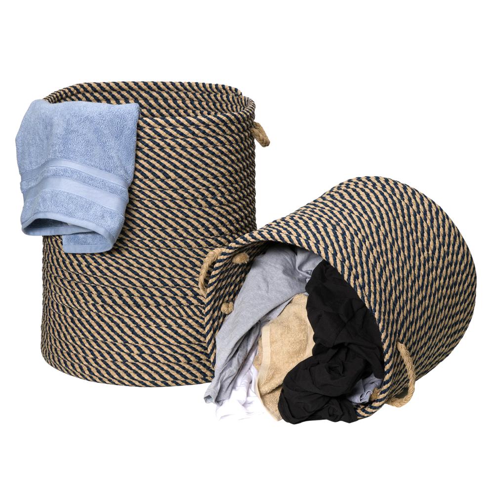 Cabana Woven Hampers   -  Blue 17"x17"x22". Picture 1