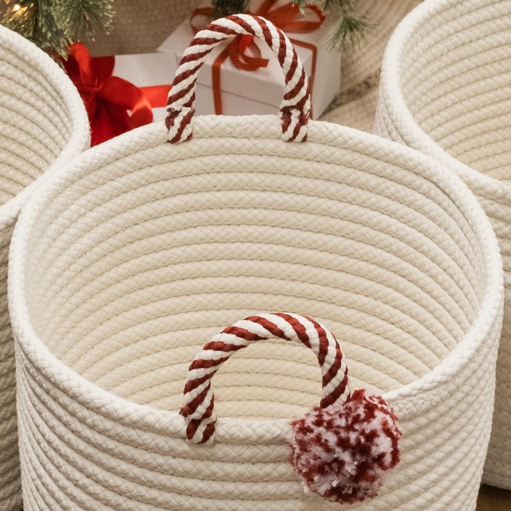 Candy Cane Basket - Red 16"x16"x10". Picture 3