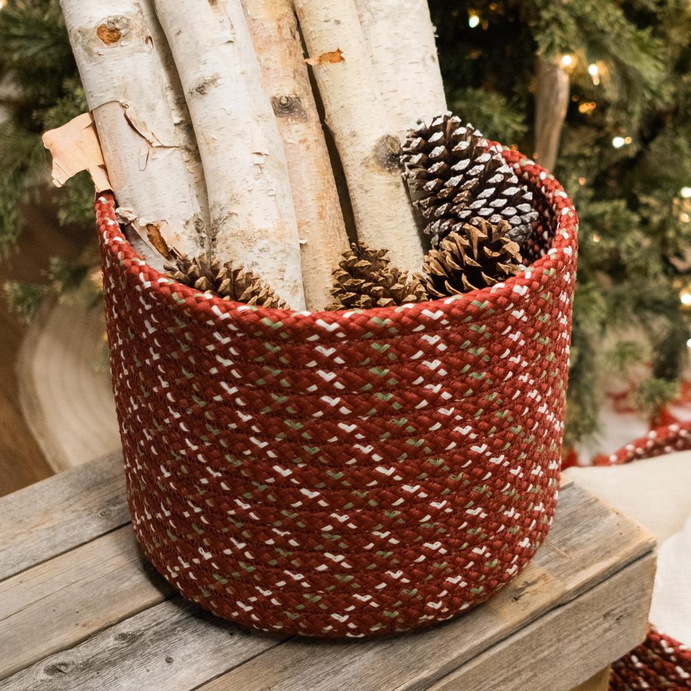 Sleighbells Woven Holiday Basket - Red Multi 16"x16"x14". Picture 4