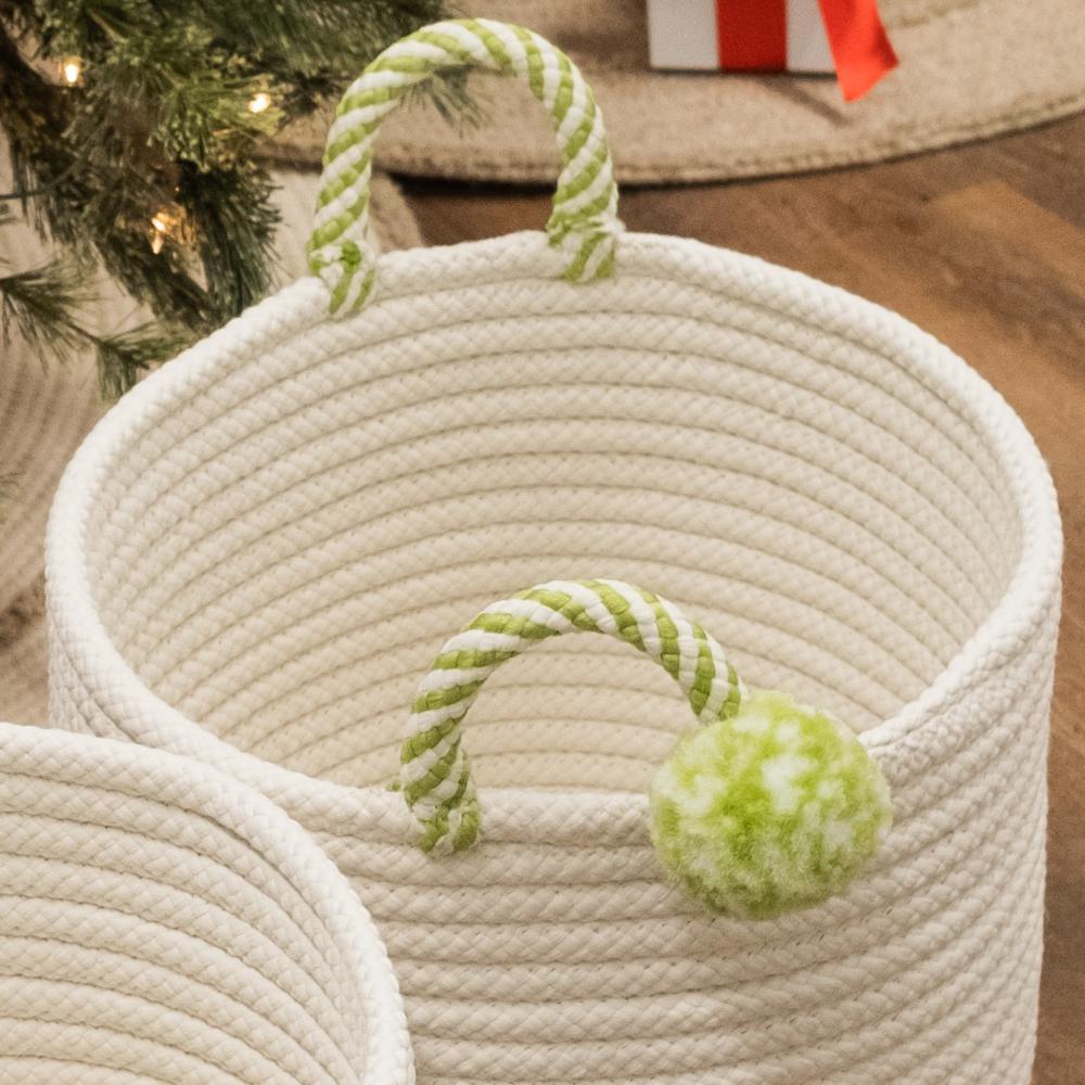 Candy Cane Basket - Green 16"x16"x10". Picture 3