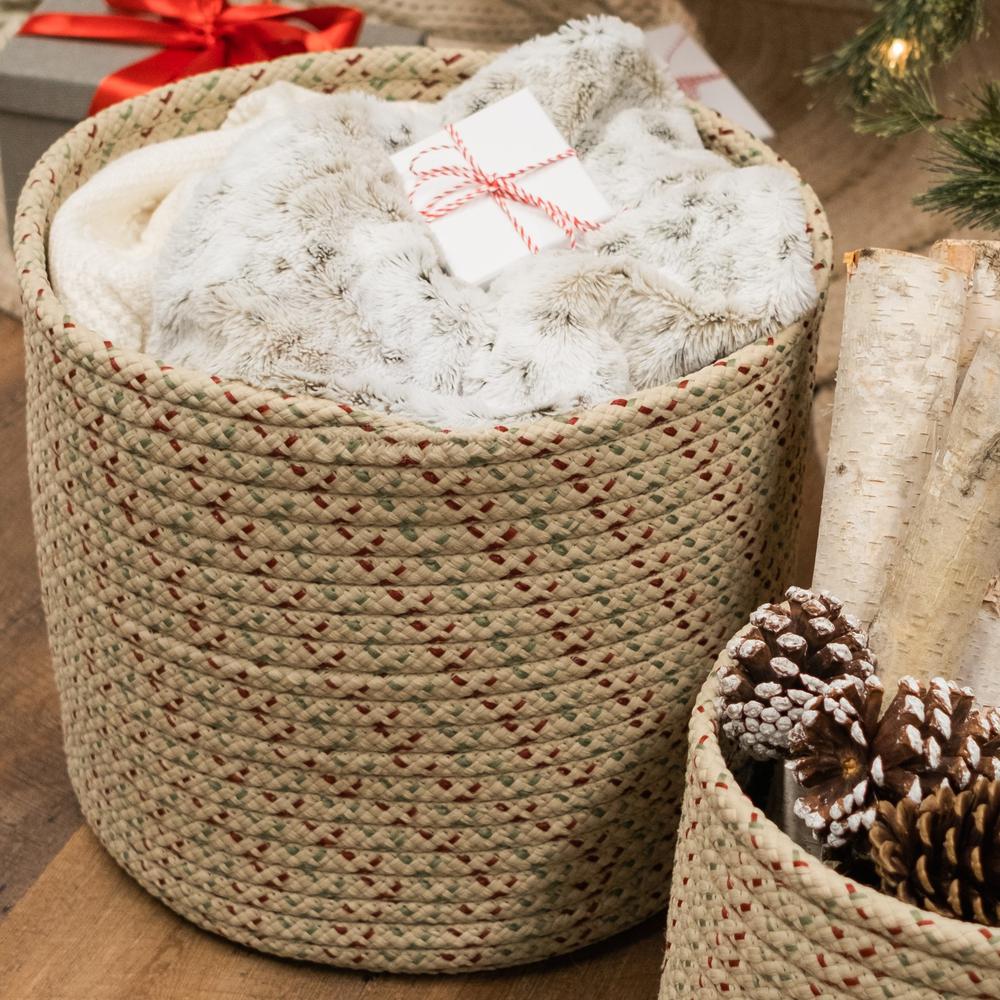 Dasher Woven Holiday Basket - Natural Multi 16"x16"x14". Picture 4