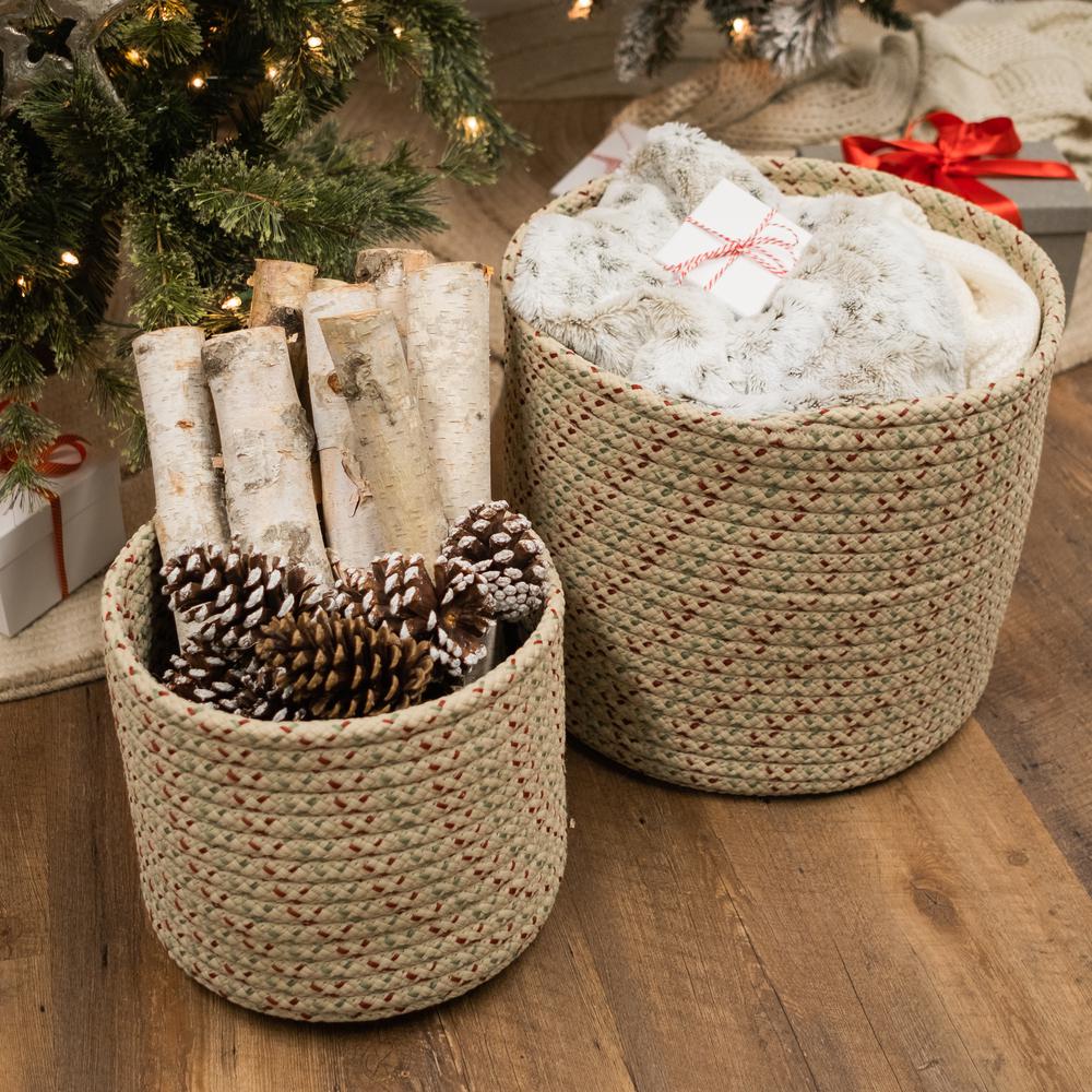 Dasher Woven Holiday Basket - Natural Multi 16"x16"x14". Picture 7