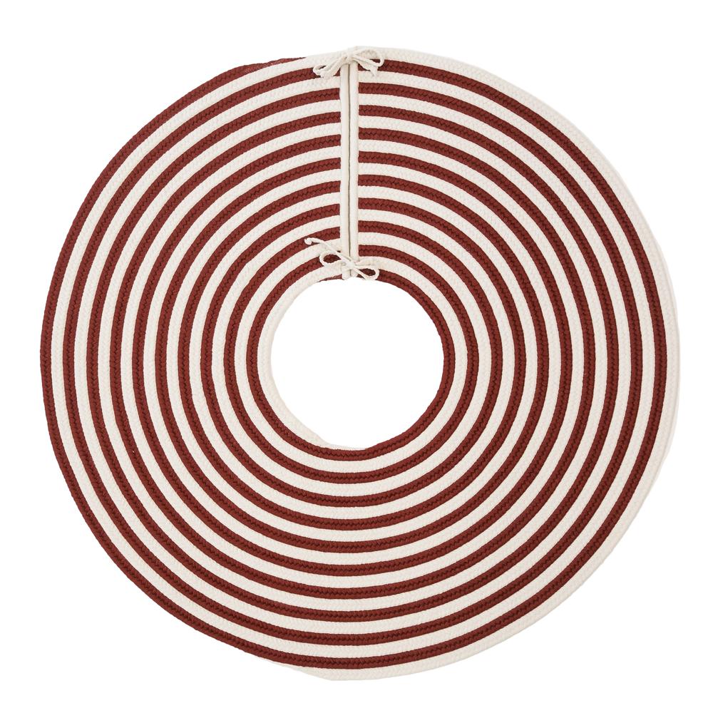 Candy Cane Round Holiday Tree Skirt - Red 50” x 50”. Picture 1
