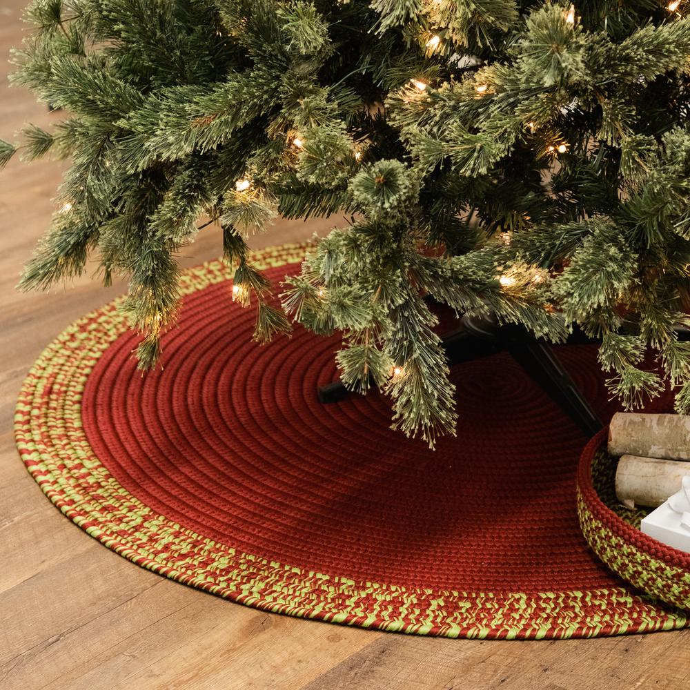 Holiday-Vibes Under Tree Reversible Round Rug - Border Vibe 45” x 45”. Picture 5
