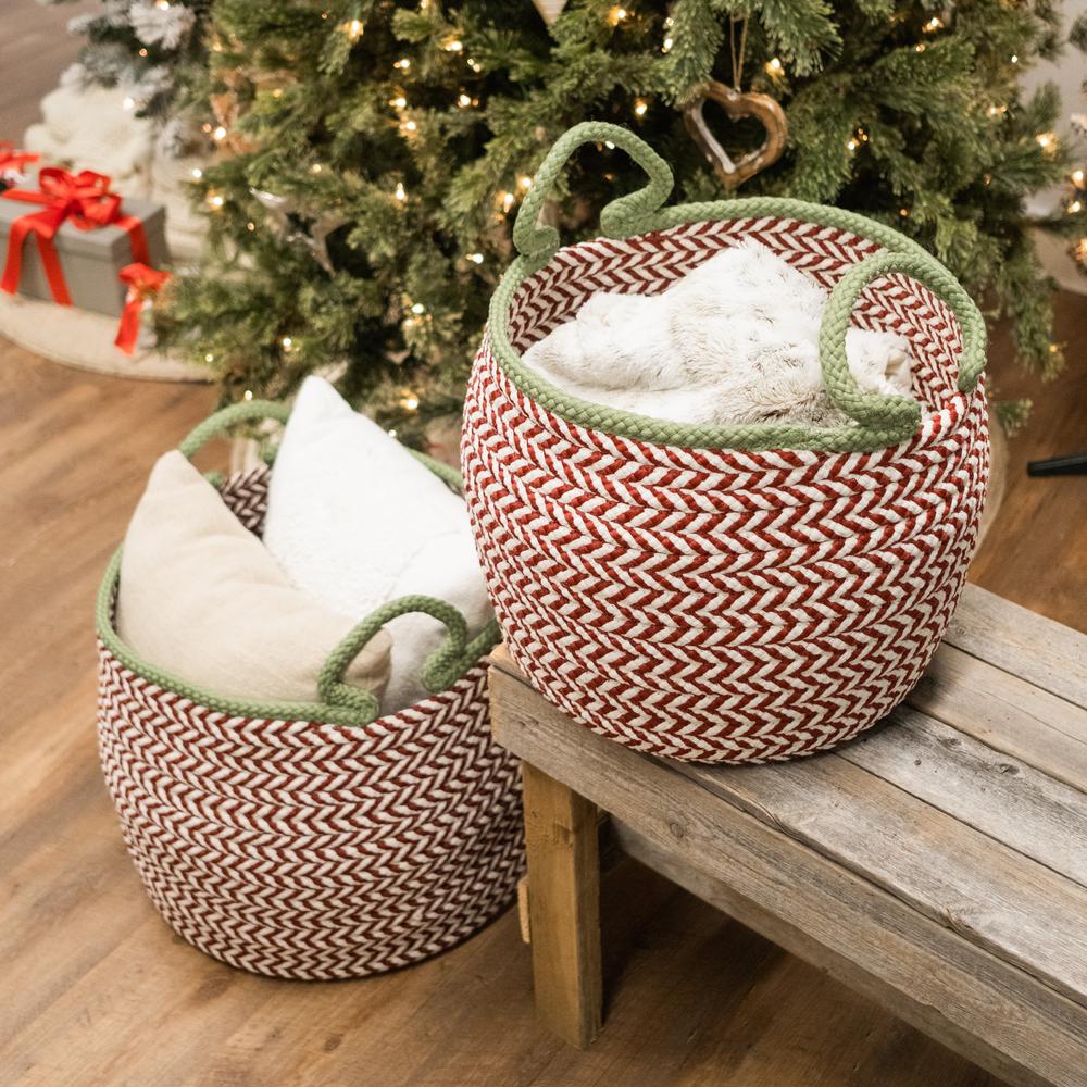 Kringle Christmas Floor Basket - Candycane Red 18"x18"x16". Picture 3