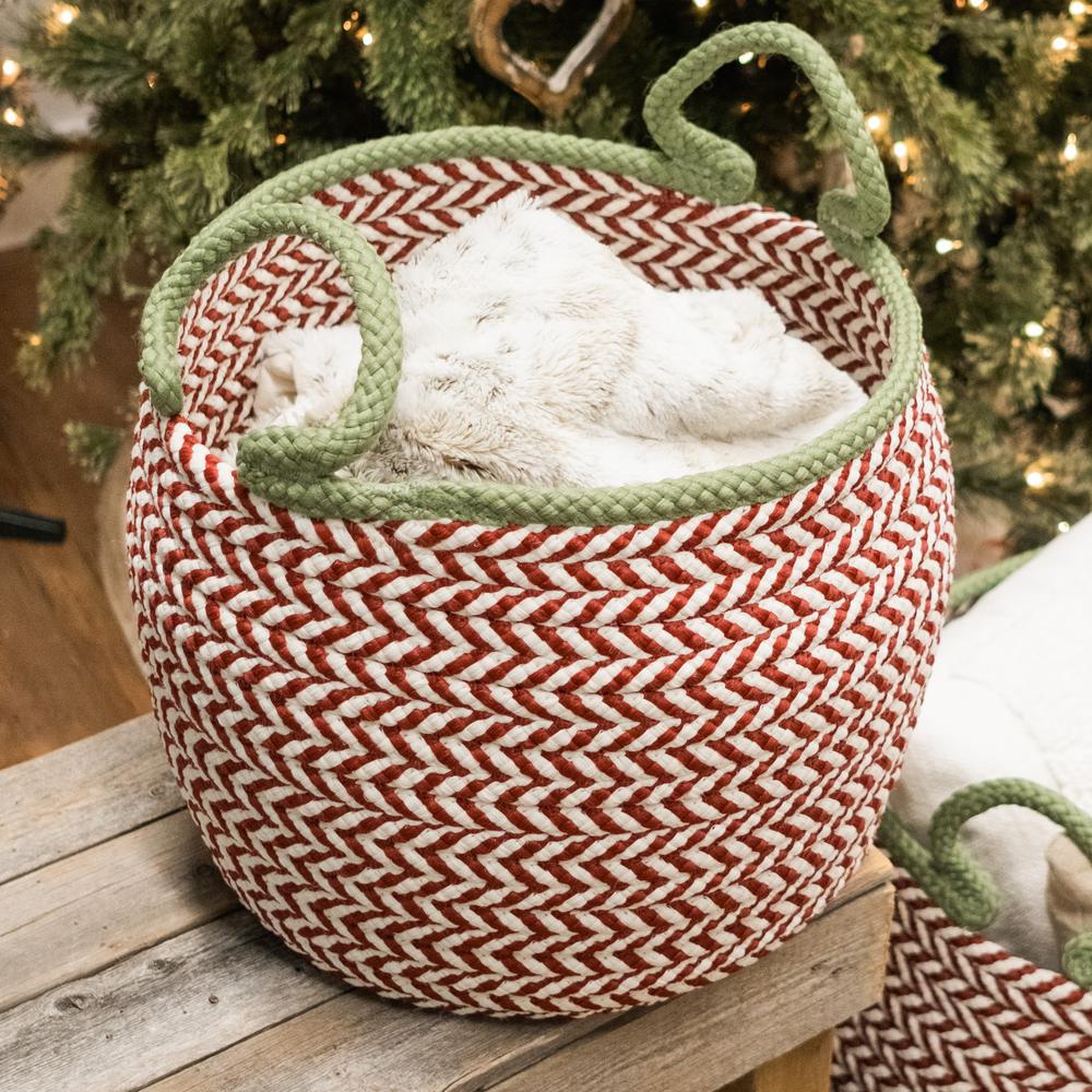 Kringle Christmas Floor Basket - Candycane Red 18"x18"x16". Picture 2