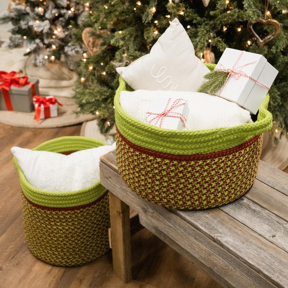 Merry & Bright Houndstooth Basket - Red/Green 16"x16"x10". Picture 5
