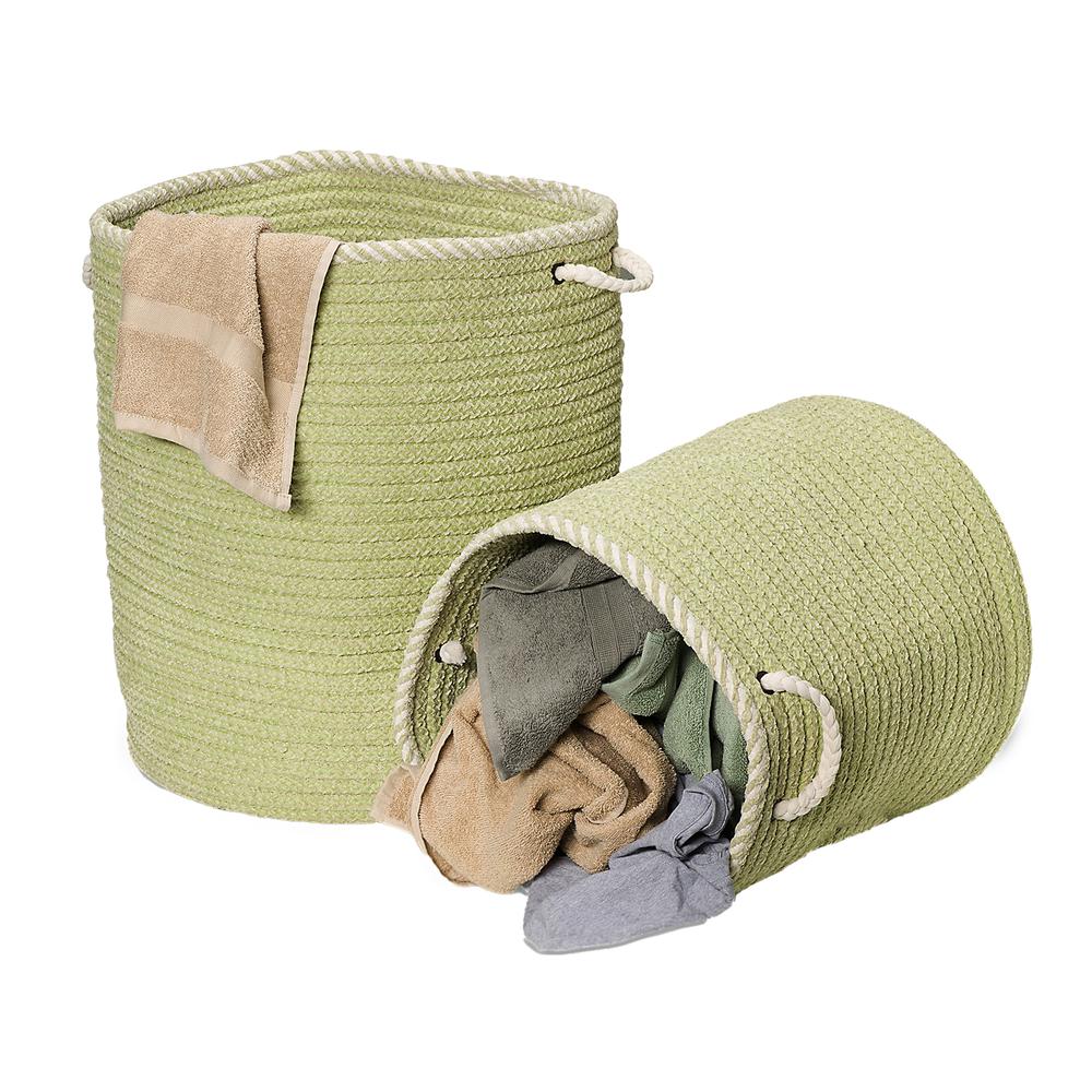 Soft Chenille Woven Hampers - Green 17"x17"x22". Picture 3