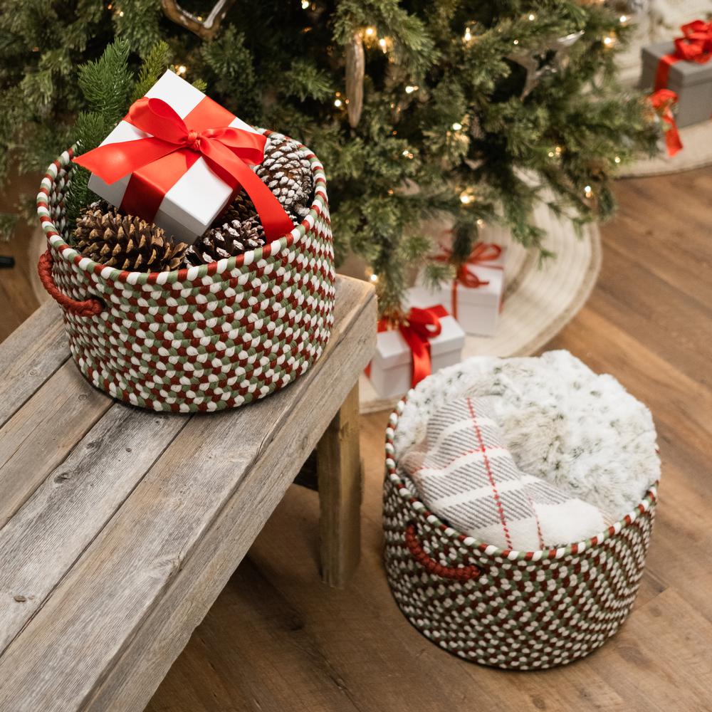Holiday Multi Braided Basket - Holiday Multi 14"x14"x10". Picture 5