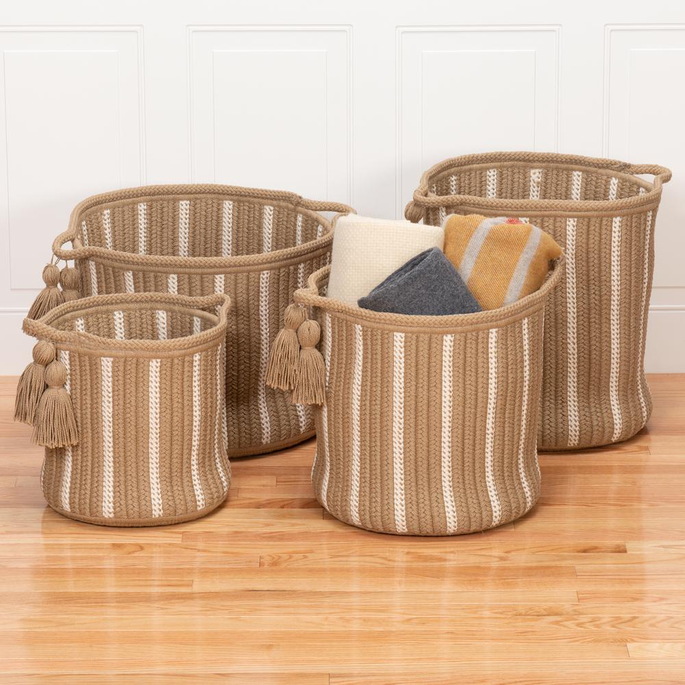 Dublin Basket - Taupe & White 14"x14"x14". Picture 1