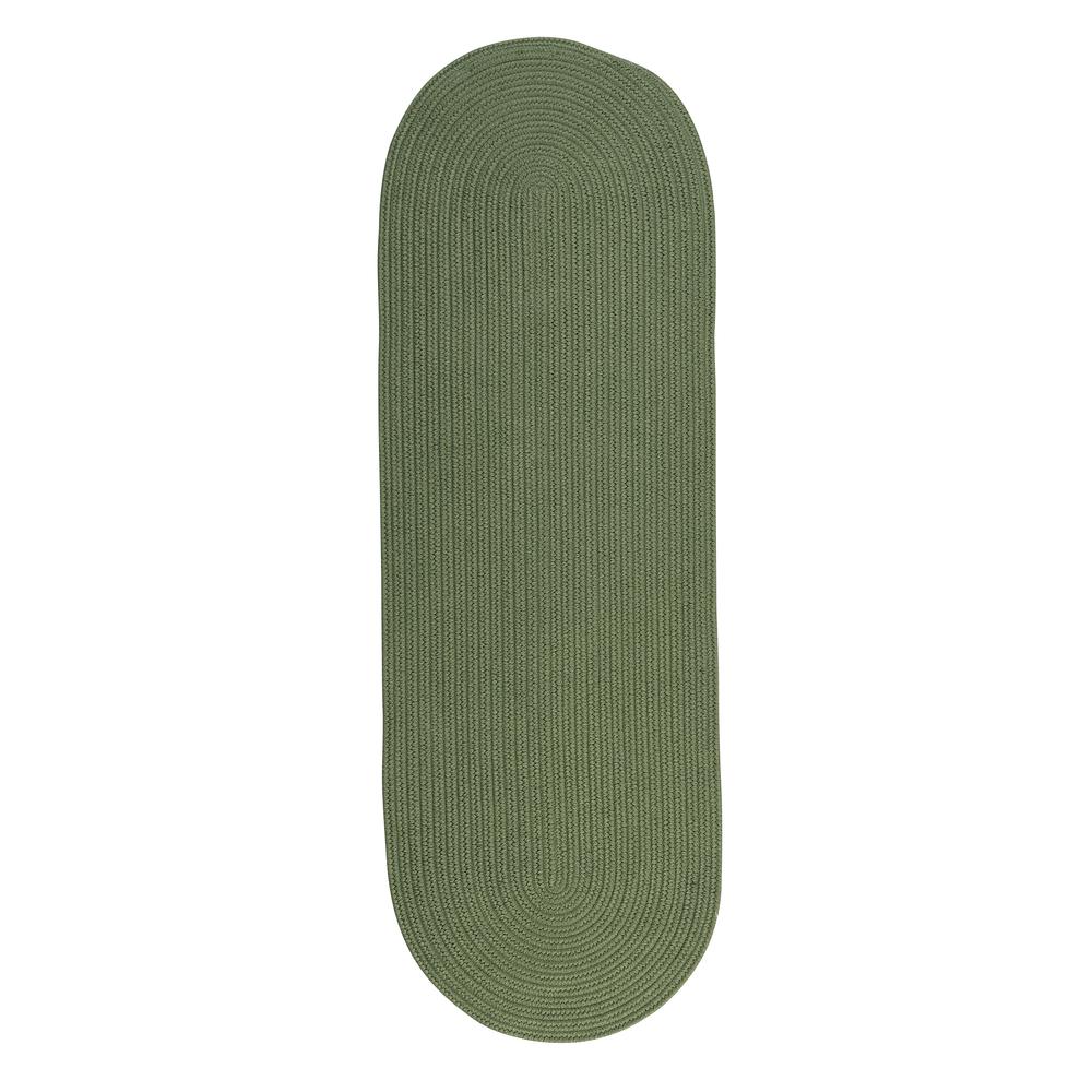 Reversible Flat-Braid (Oval) Runner - Moss Green 2'4"x13'. Picture 1