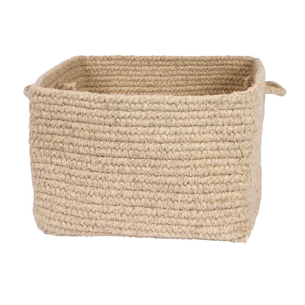 Chunky Natural Wool Square Basket - Light Beige 12"x8". Picture 2