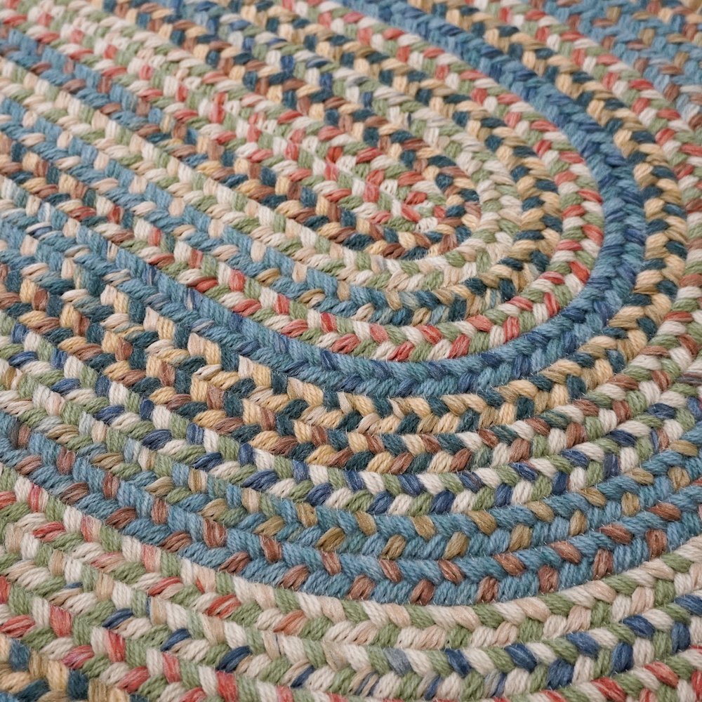 Oval Rug New England Braid - Seafoam 7' x 9'. Picture 2