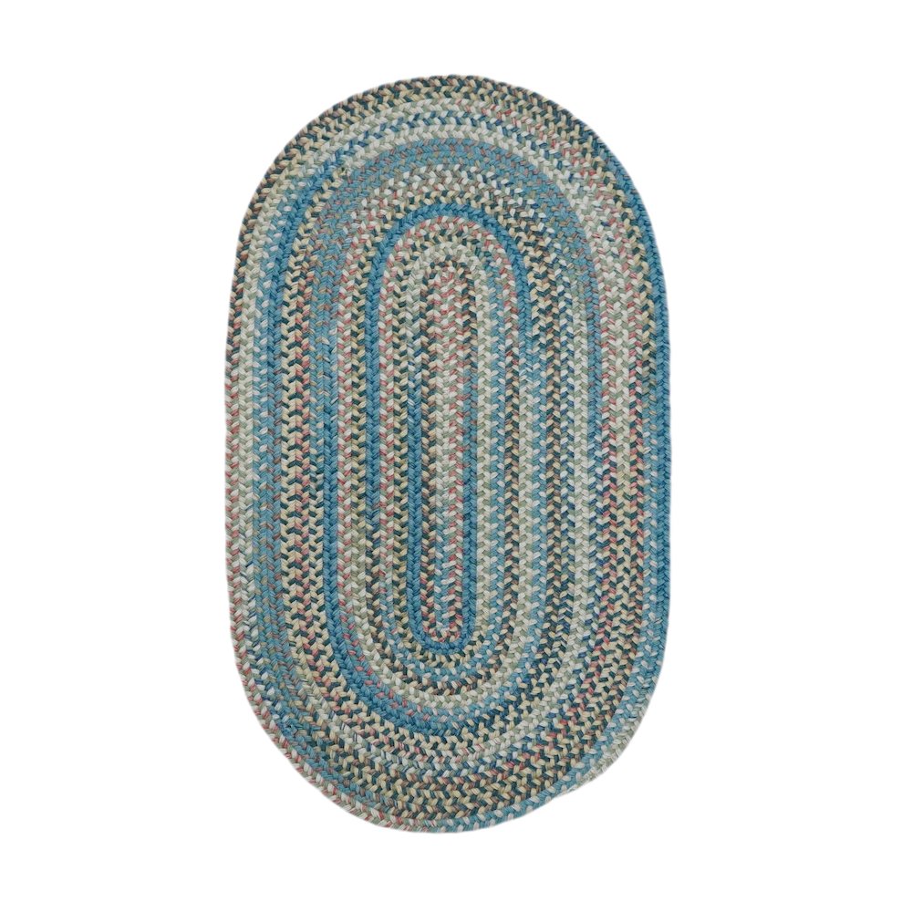 Oval Rug New England Braid - Seafoam 8' x 11'. Picture 1