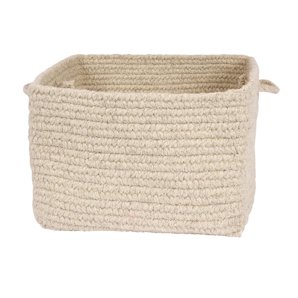 Chunky Natural Wool Square Basket - Light Gray 18"x12". Picture 2