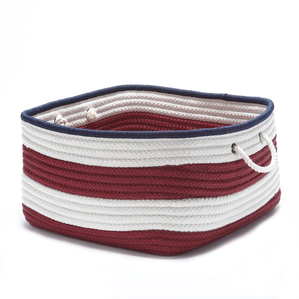 Nautical Stripe Red/Navy RECT 18x18x12. Picture 1