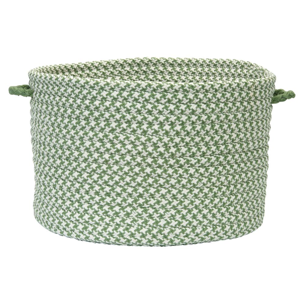 Outdoor Houndstooth Tweed - Leaf Green 18"x12" Utility Basket. Picture 1