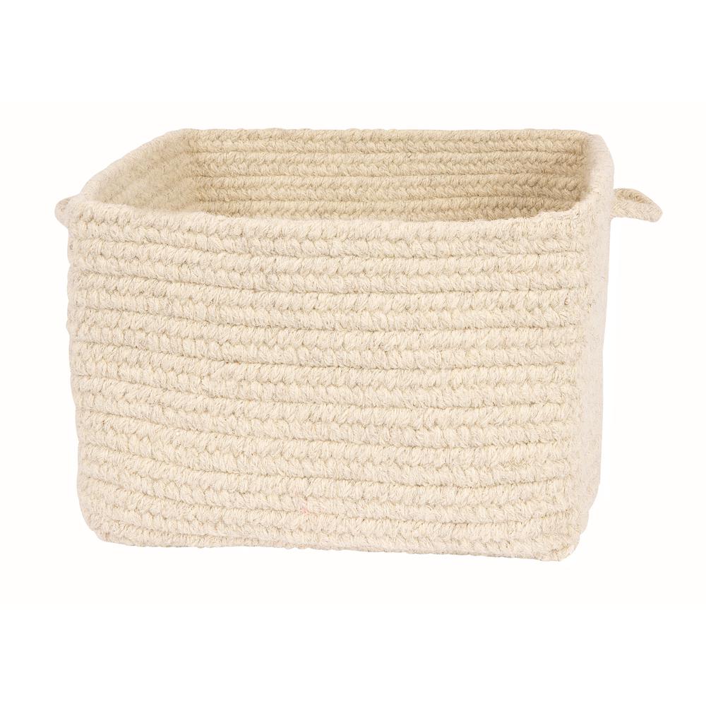 Chunky Natural Wool Square Basket - Natural 12"x8". Picture 2