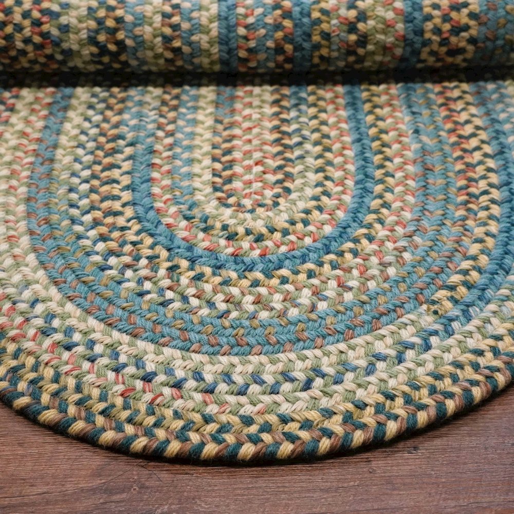 Oval Rug New England Braid - Seafoam 7' x 9'. Picture 3