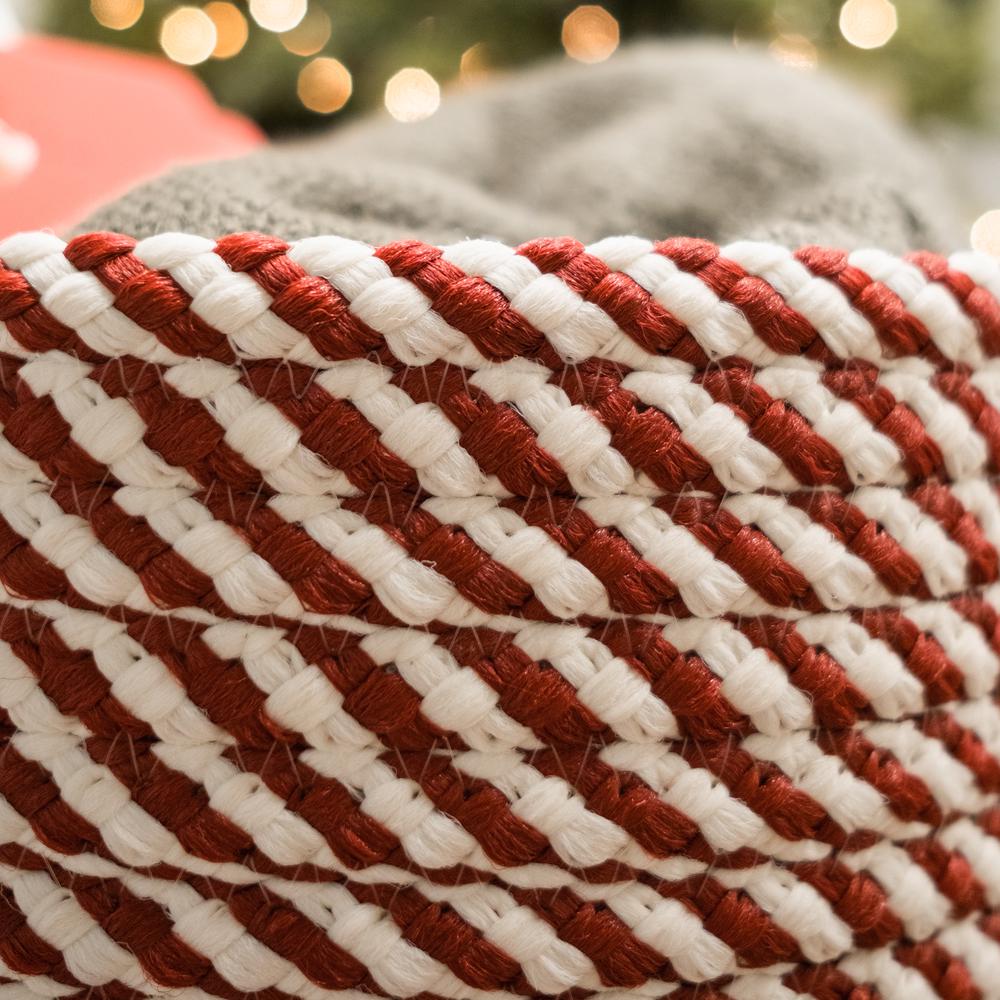 Twisted Christmas Woven Basket - Red/White 12"x12"x10". Picture 6