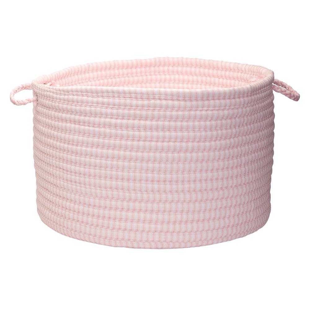 Ticking Solids Pink 18"x12" Basket. Picture 1
