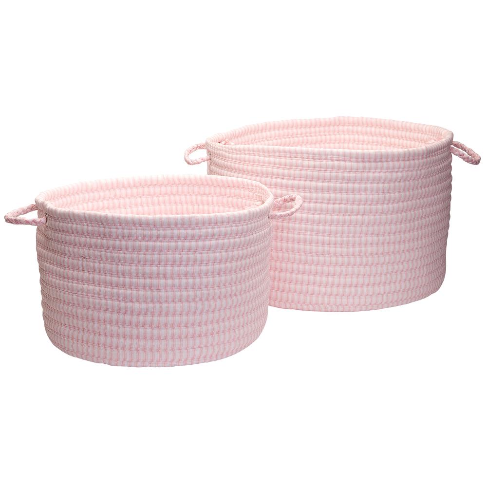 Ticking Solids Pink 18"x12" Basket. Picture 2