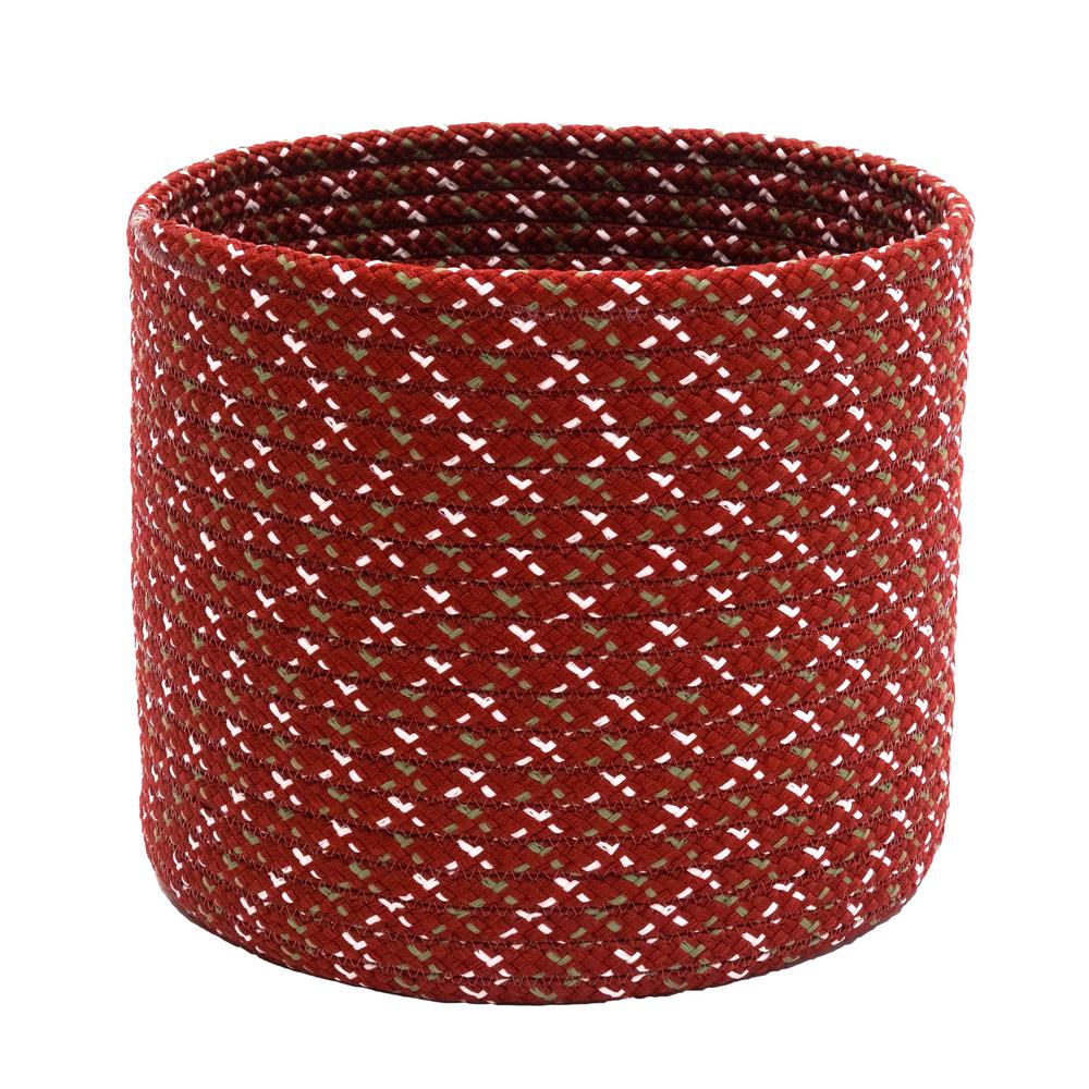 Sleighbells Woven Holiday Basket - Red Multi 12"x12"x10". The main picture.