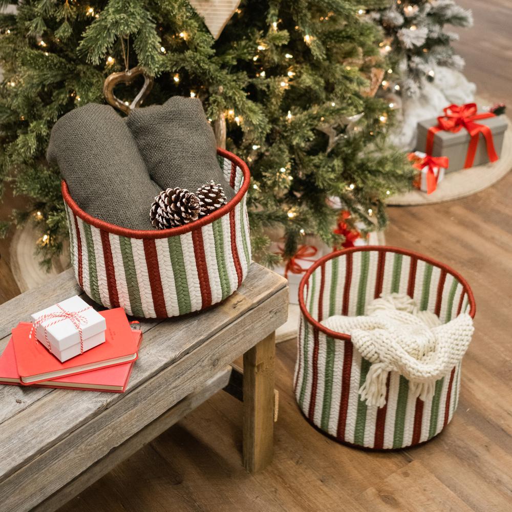 Comet Stripe Christmas Basket - Red Multi 12"x12"x8". Picture 5