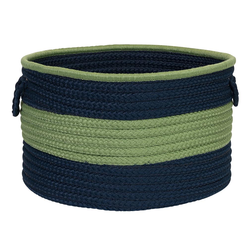 Color Block Round Basket - Navy/Green 24"x14". Picture 1