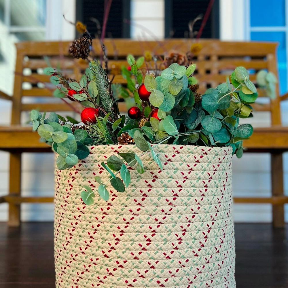 Dasher Woven Holiday Basket - Natural Multi 12"x12"x10". Picture 2