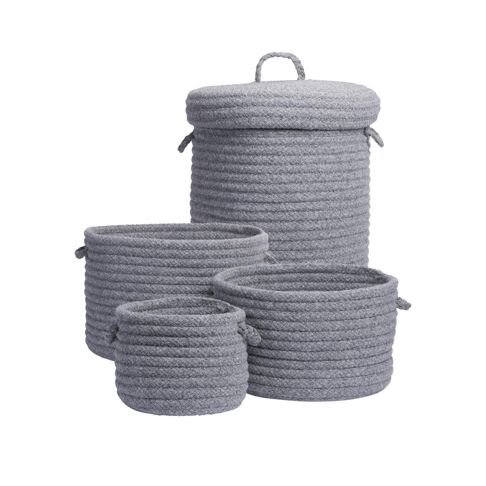 Dre Braided Wool  4-Piece Basket Set - Light Grey. Picture 1