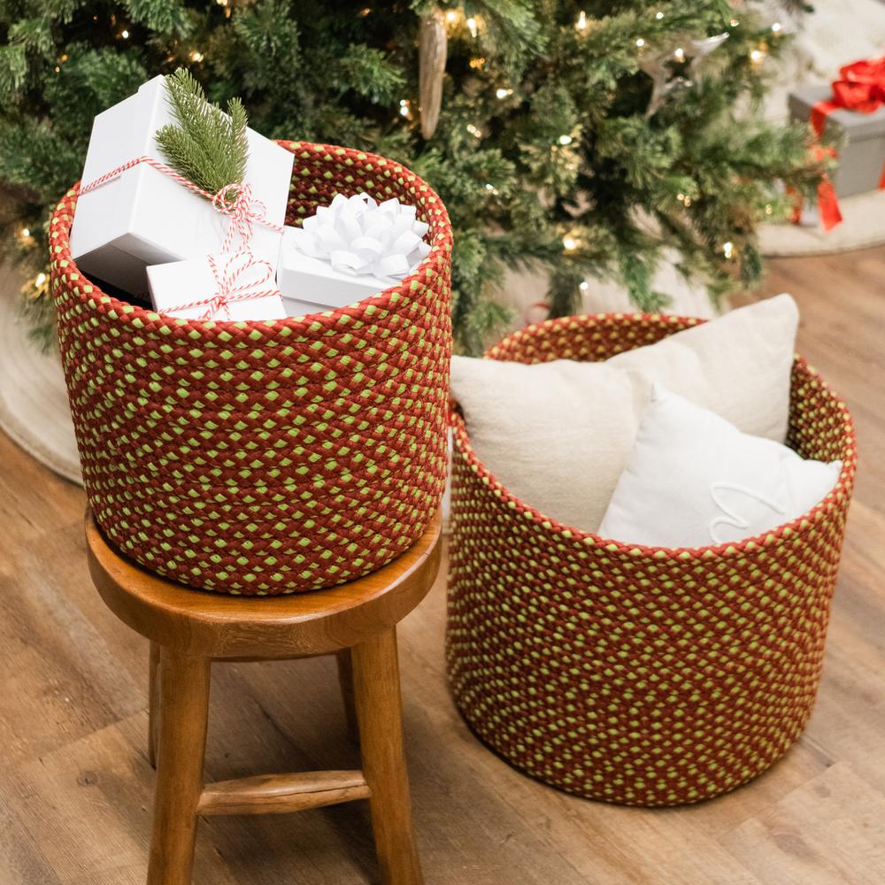 Holiday-Vibes Diamond Weave Basket - Vibe Green/Red 12"x12"x10". Picture 5