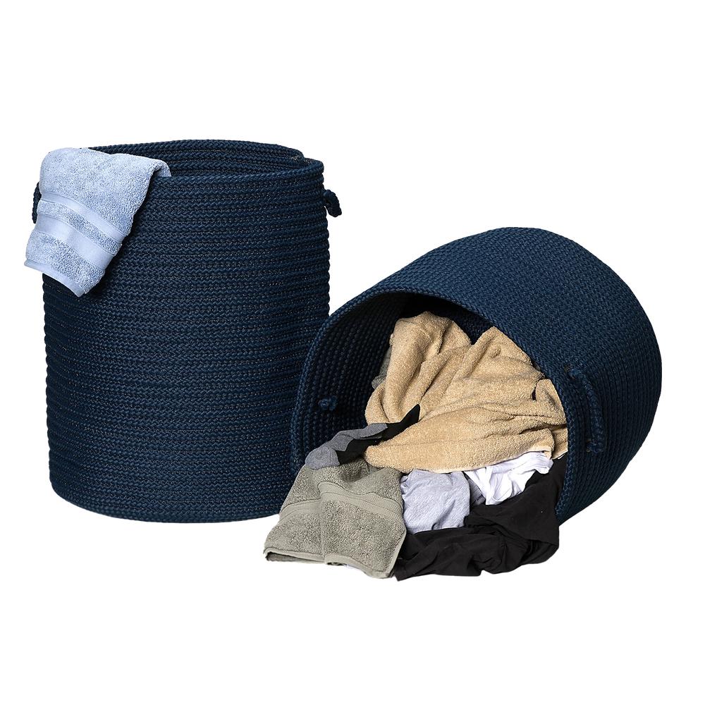 Clean & Dirty Woven Hamper Set-2 - Navy 17"x17"x22" 19"x19"x15". Picture 1