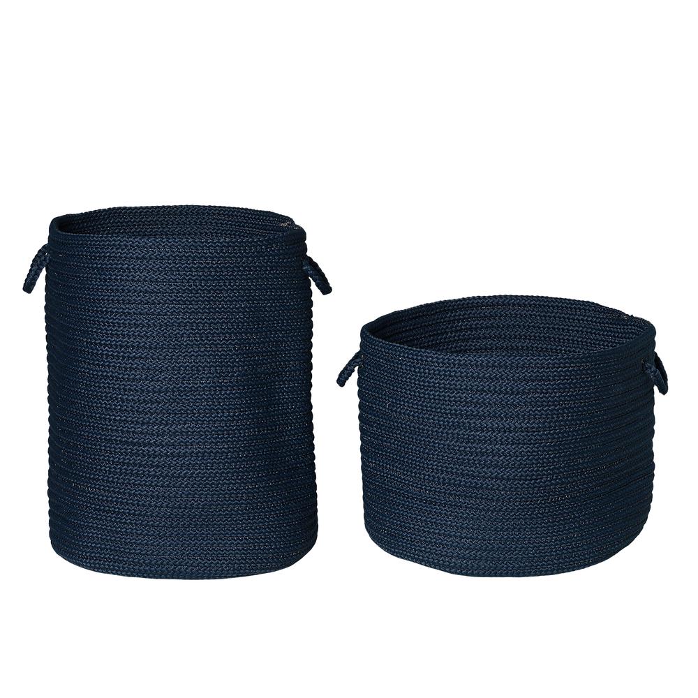 Clean & Dirty Woven Hamper Set-2 - Navy 17"x17"x22" 19"x19"x15". Picture 2