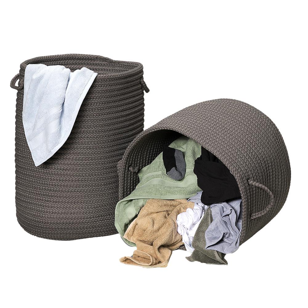 Clean & Dirty Woven Hamper Set-2 - Gray 17"x17"x22" 19"x19"x15". Picture 2