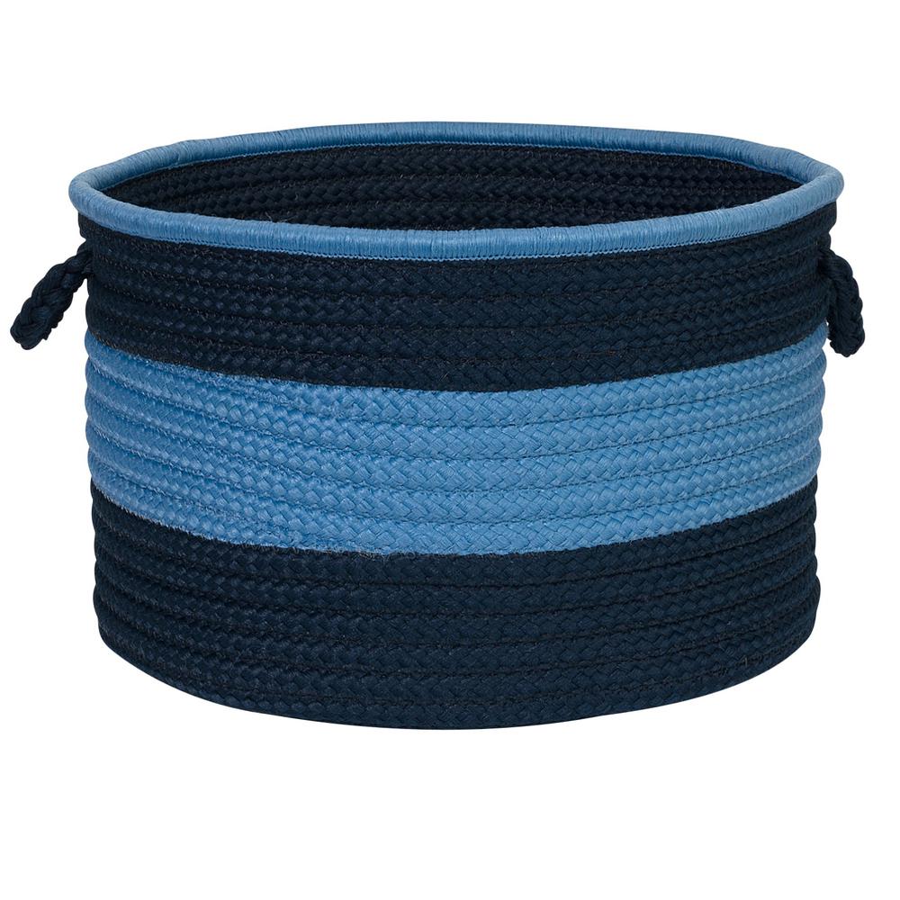Color Block Round Basket - Navy/Blue 24"x14". Picture 1