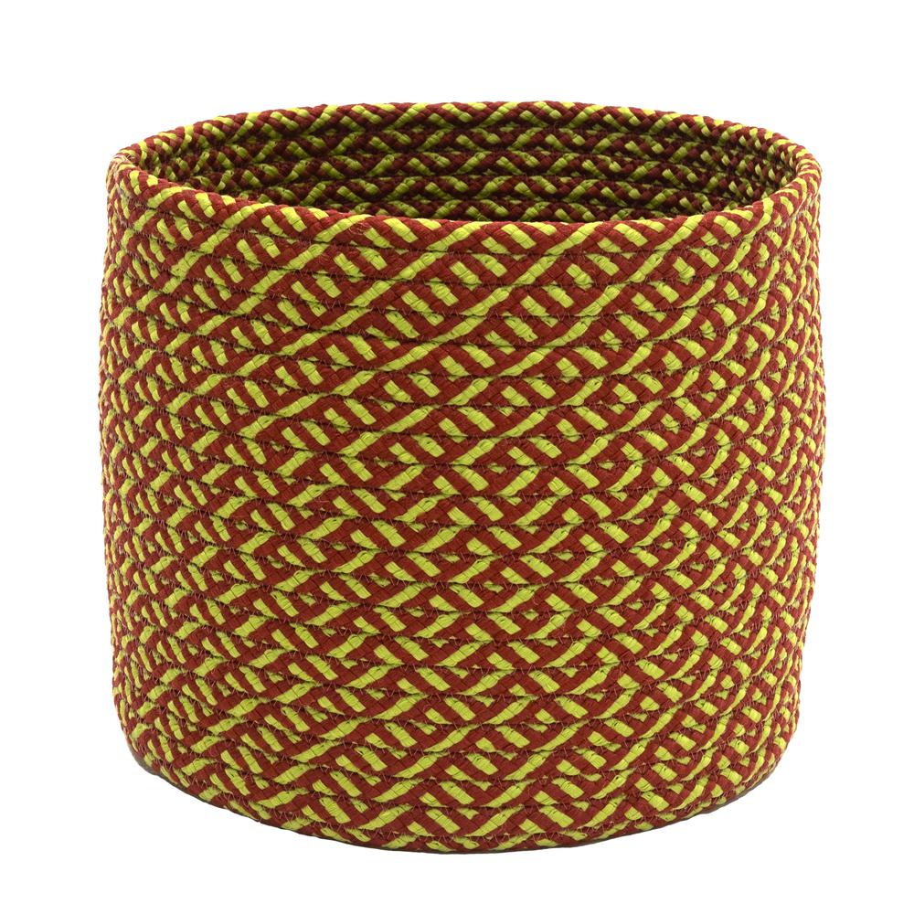 Holiday-Vibes Modern Weave Basket - Vibe Green/Red 12"x12"x10". Picture 1