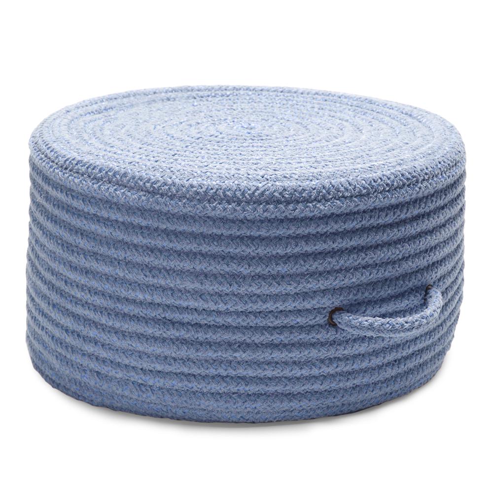 Solid Chenille Pouf Blue Ice 20x11. Picture 1