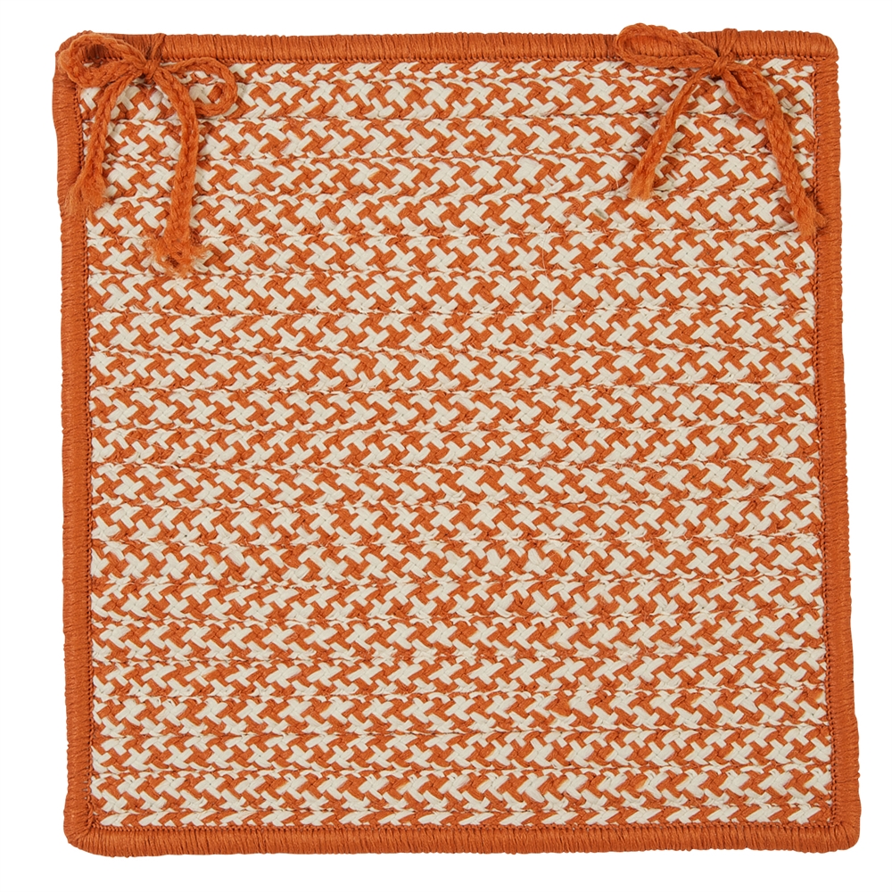 Outdoor Houndstooth Tweed - Orange Chair Pad (set 4). The main picture.