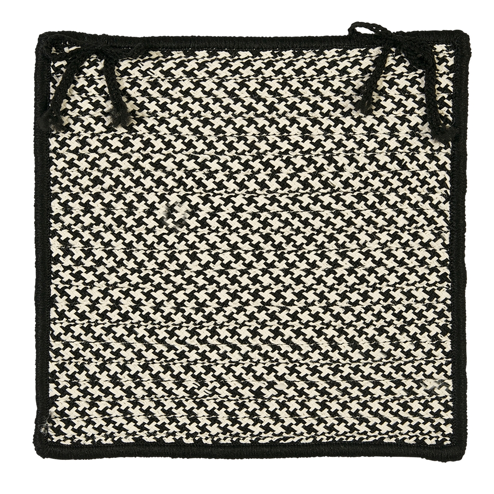 Outdoor Houndstooth Tweed - Black Chair Pad (set 4). Picture 1