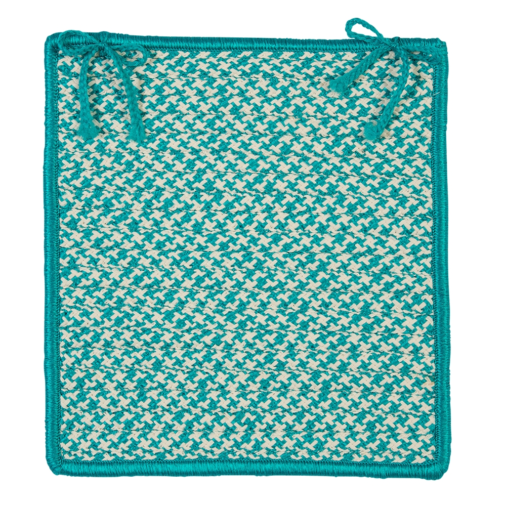 Outdoor Houndstooth Tweed - Turquoise Chair Pad (set 4). Picture 1