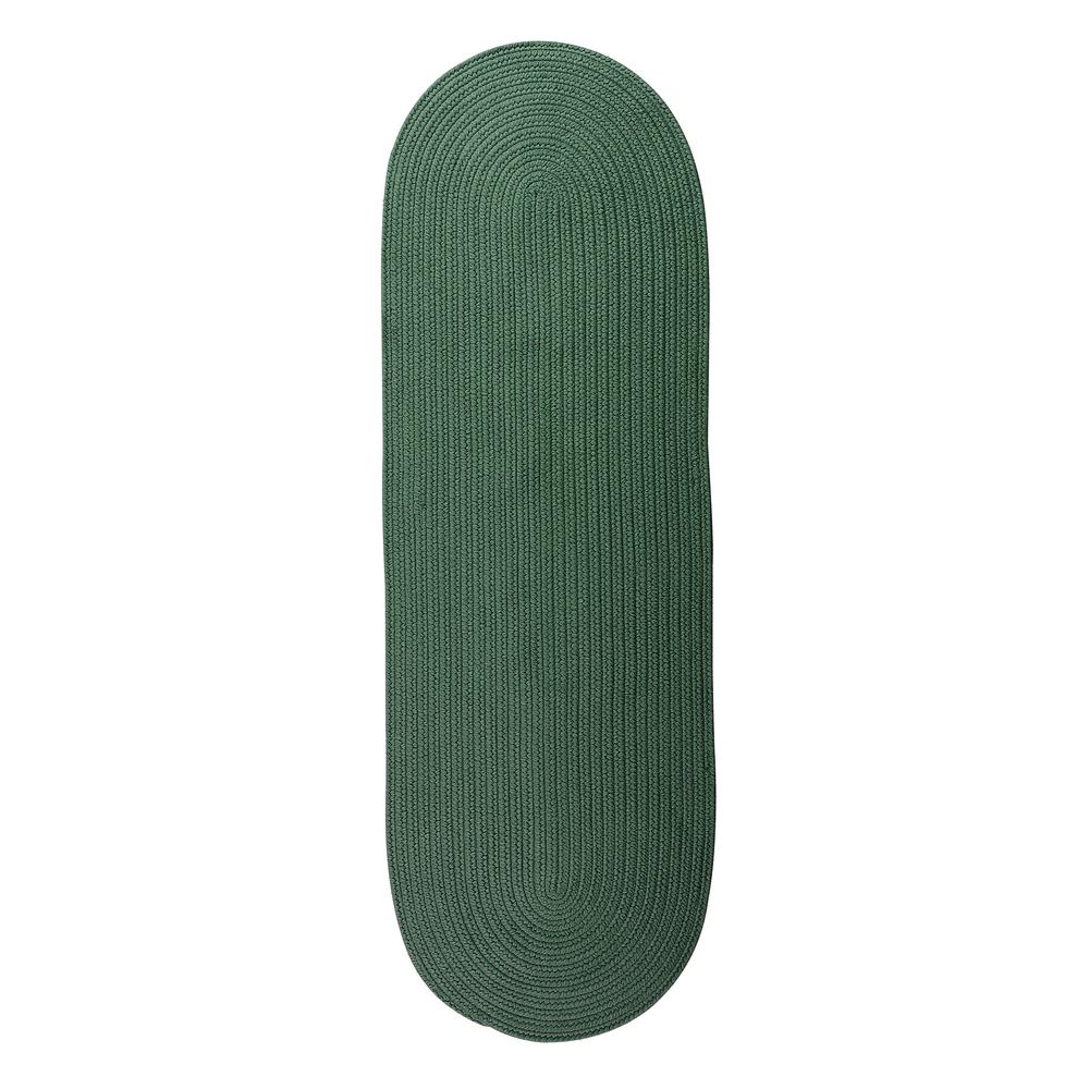 Reversible Flat-Braid (Oval) Runner - Hunter Green 2'4"x5'. Picture 1