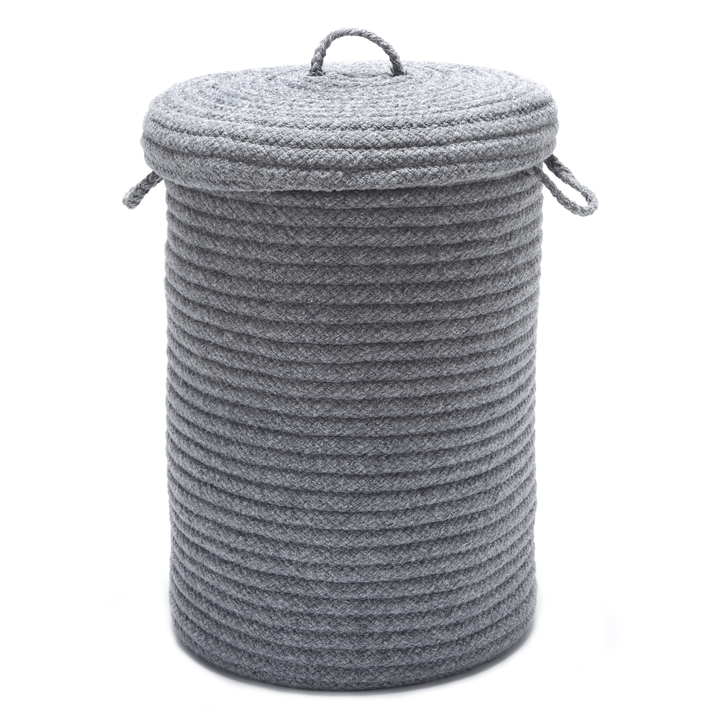 Wool Blend Light Gray hamper w/ lid. The main picture.