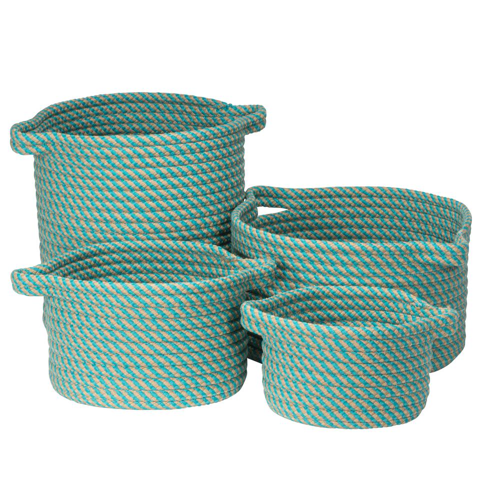 Homestead 4-Piece Basket Set - Turquoise. Picture 1